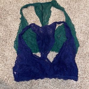 Two VS Lace Bralettes - Size Small